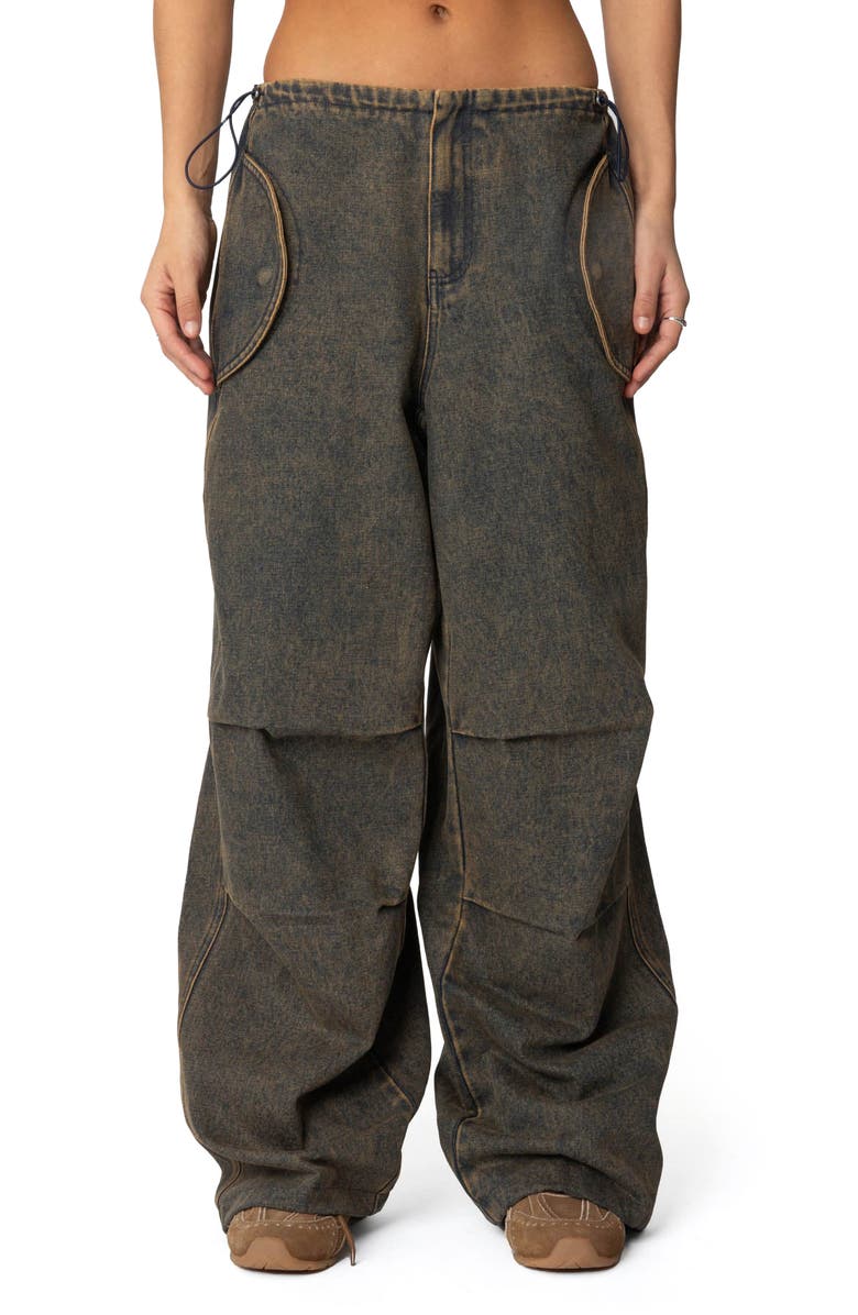EDIKTED Regine Low Rise Oversize Parachute Jeans, Main, color, 