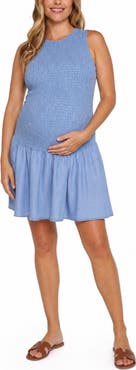 MOTHERHOOD MATERNITY Sleeveless Smocked Drop Waist Mini Dress