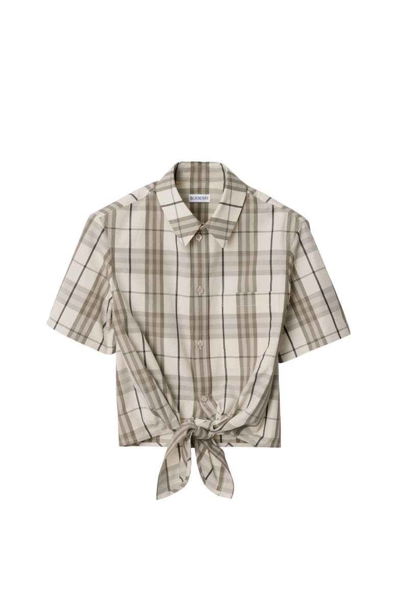 Burberry Cropped Check Cotton Shirt, Alternate, color, Cotton