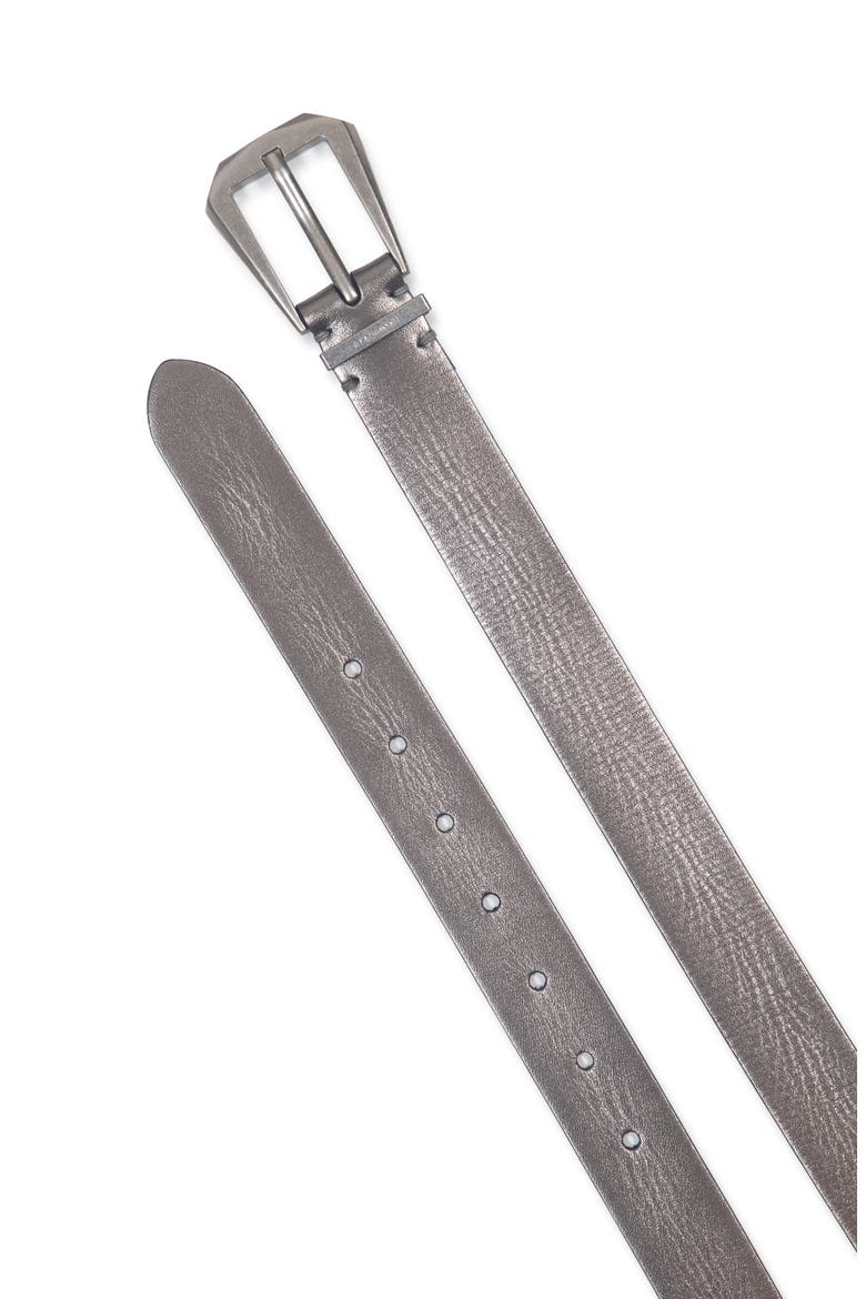 Metallic Leather Western Belt, Alternate, color, GUNMETAL