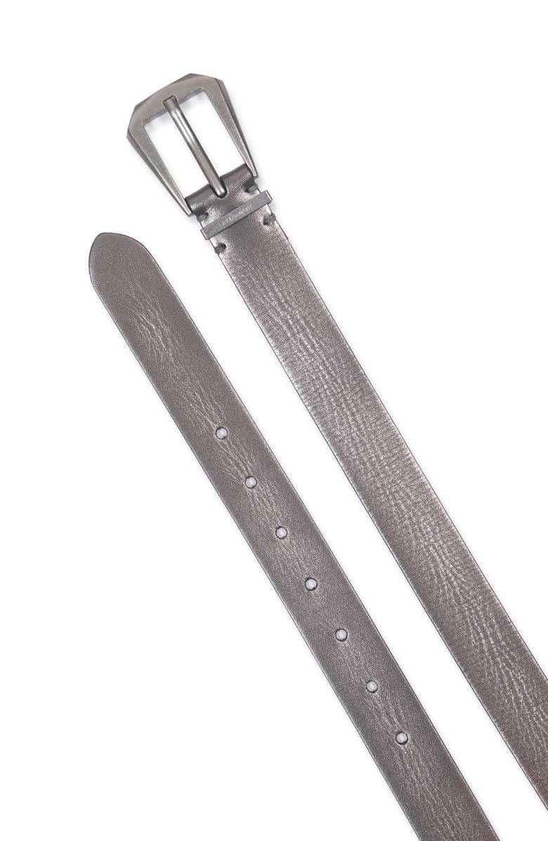 AllSaints Metallic Leather Western Belt, Alternate, color, Gunmetal
