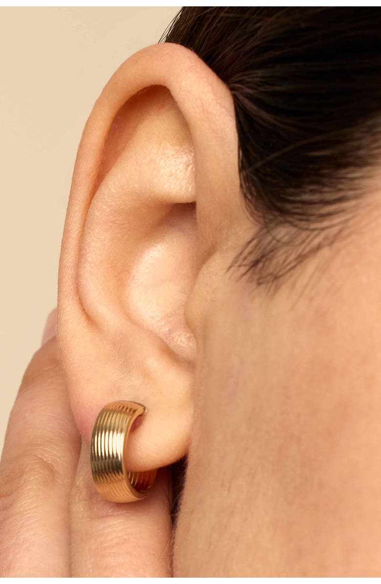 Oradina 14K Yellow Gold Linear Band Hoops, Alternate, color, Yellow Gold