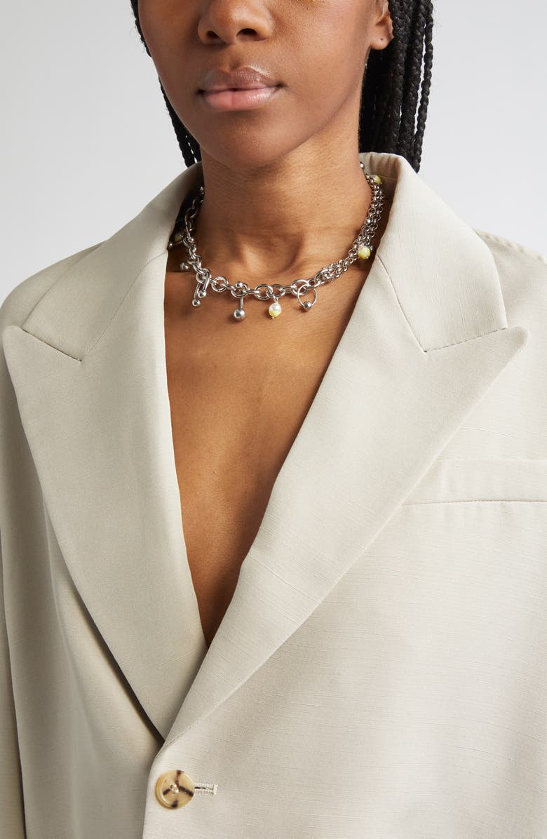 Justine Clenquet Holly Summer Faux Pearl Necklace, Alternate, color, Palladium/ Yellow