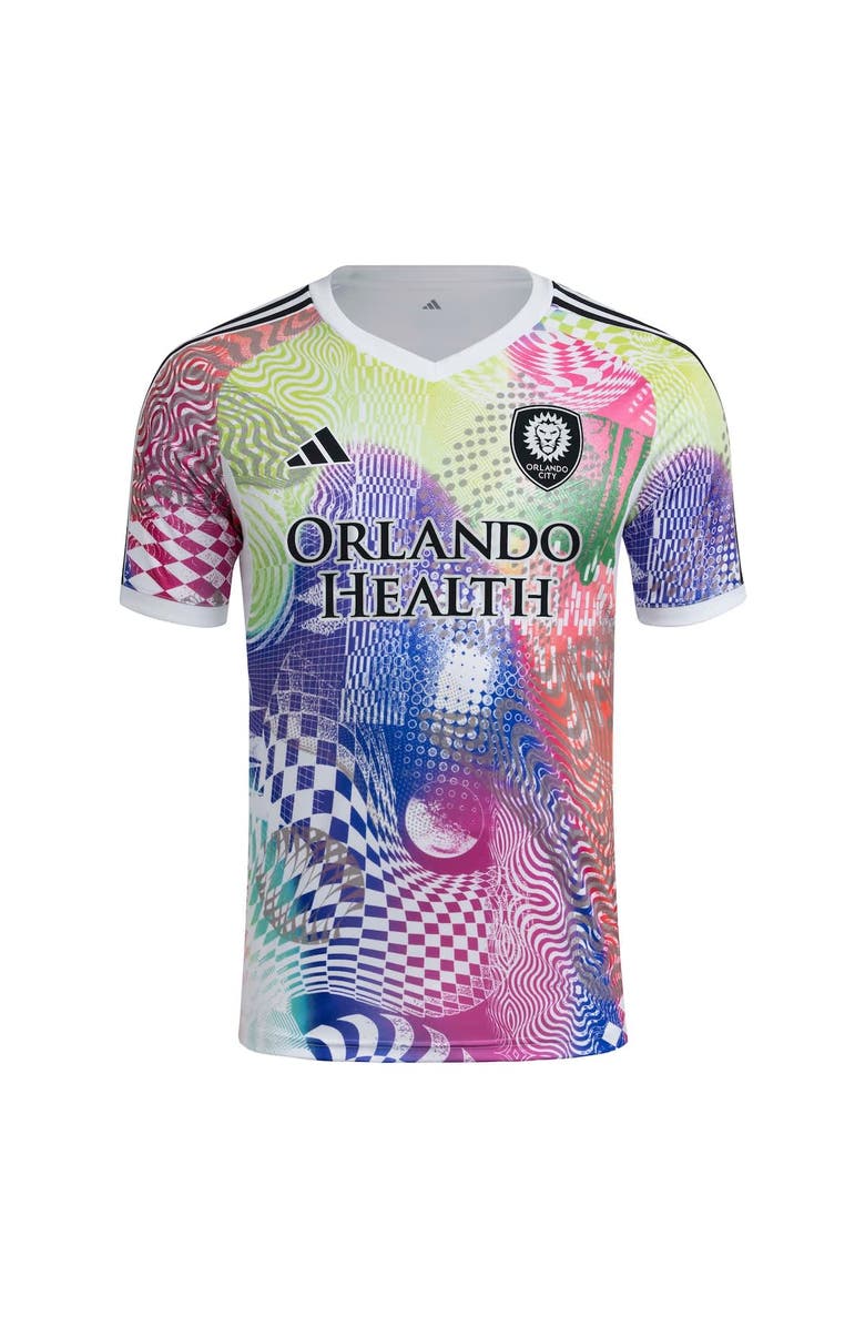 adidas Men's adidas White Orlando City SC 2025 Pride Pre-Match Top, Alternate, color, 