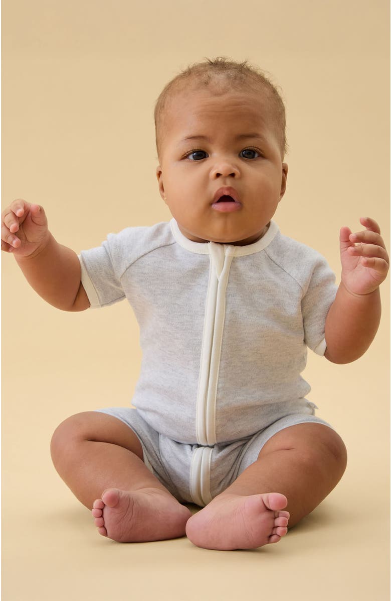 MORI Summer Zip-Up Sleepsuit, Alternate, color, Grey Marl