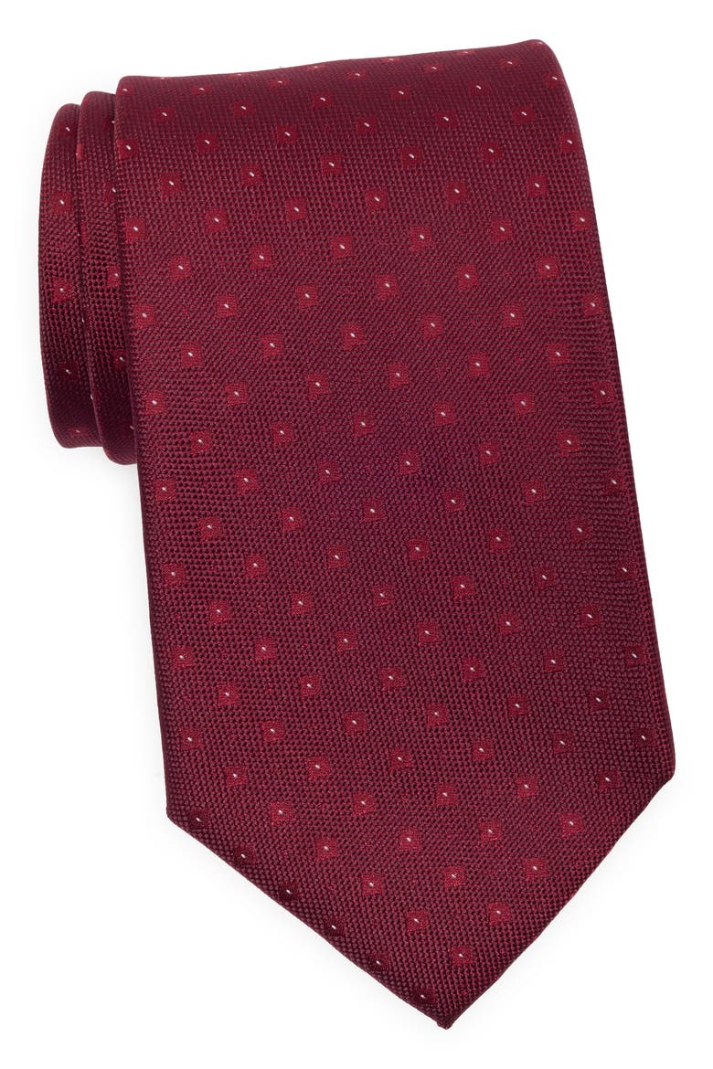 Rivington Neat Print Tie, Main, color, RED