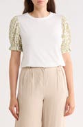 Gemma + Jane Puff Sleeve Mixed Media Top