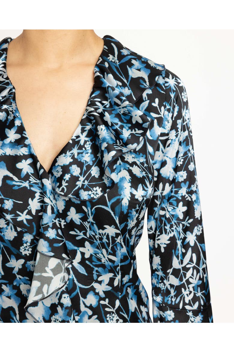 Sydney Long Sleeve Floral Ruffle Blouse, Alternate, color, Midnight