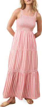 Marine Layer Selene Stripe Smocked Tiered Maxi Sundress