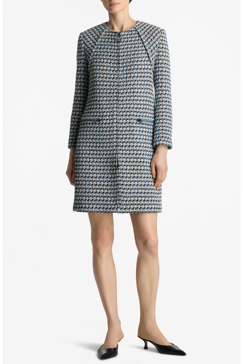 Metallic Tweed Long Jacket, Main, color, ROYAL BLUE/ WHITE MULTI