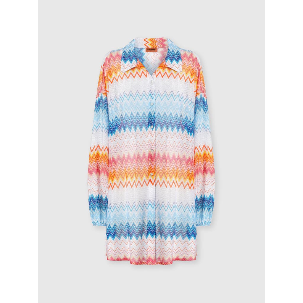 Missoni Oversized Shirt In Zig Zag Lamé Viscose Blend In Multicoloured