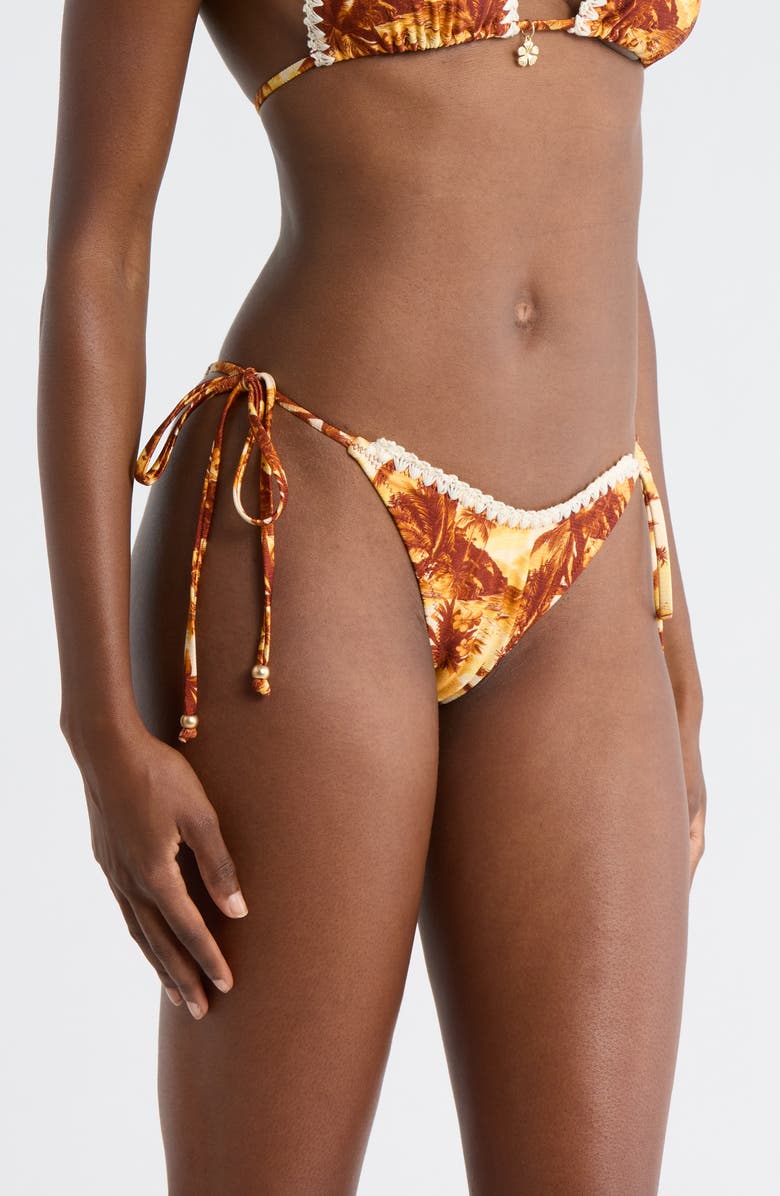 Kulani Kinis Crochet Dipped Side Tie Bikini Bottoms, Alternate, color, Vintage Vacay