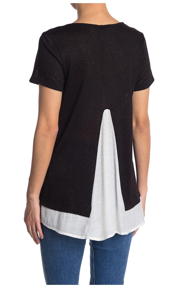 Bobeau Caty Slub Knit Mixed Media Top, Alternate, color, 