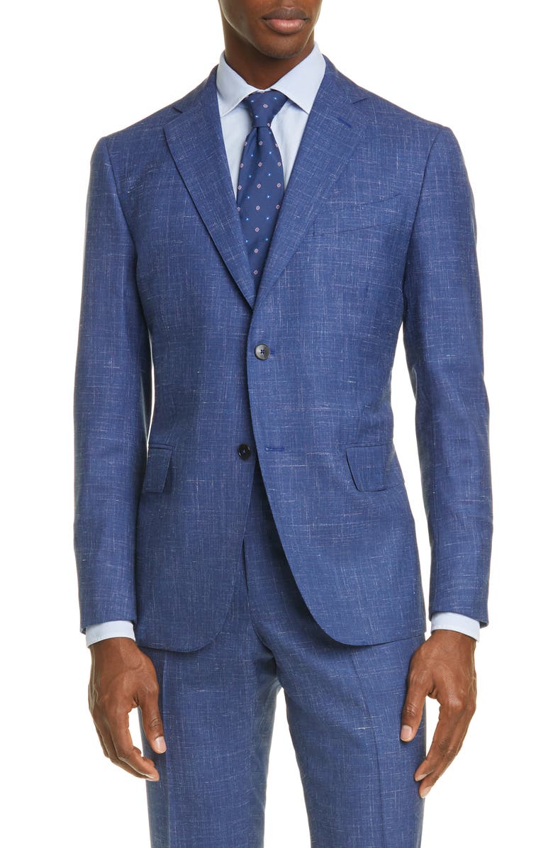 Eidos Balthazar Trim Fit Mélange Wool & Linen Sport Coat, Main, color, 