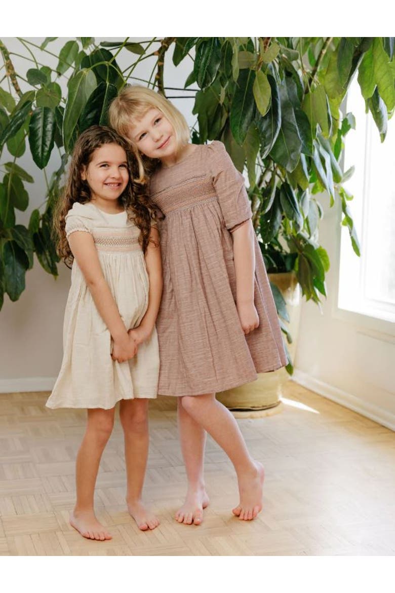 Looms Stitch Collection - 3/4 Smocked Linen Dress, Alternate, color, Mauve
