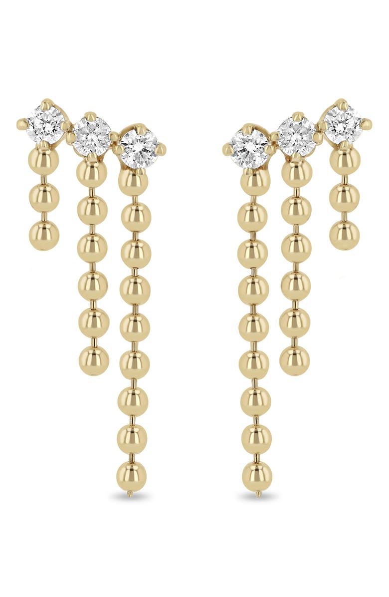 Zoë Chicco Diamond Beaded Waterfall Drop Earrings, Main, color, 14K Yellow Gold