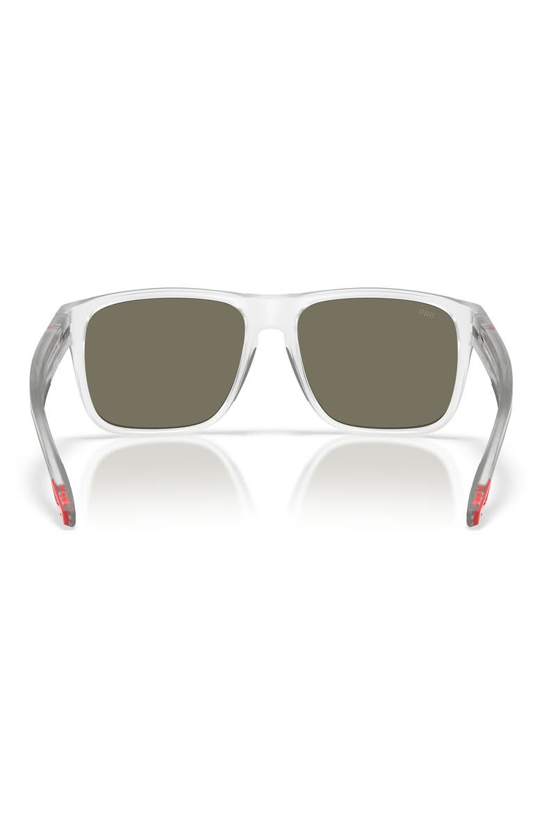 Spearo 59mm Polarized Mirrored Rectangular Sunglasses, Alternate, color, MATTE CLEAR / BLUE MIRROR 580G