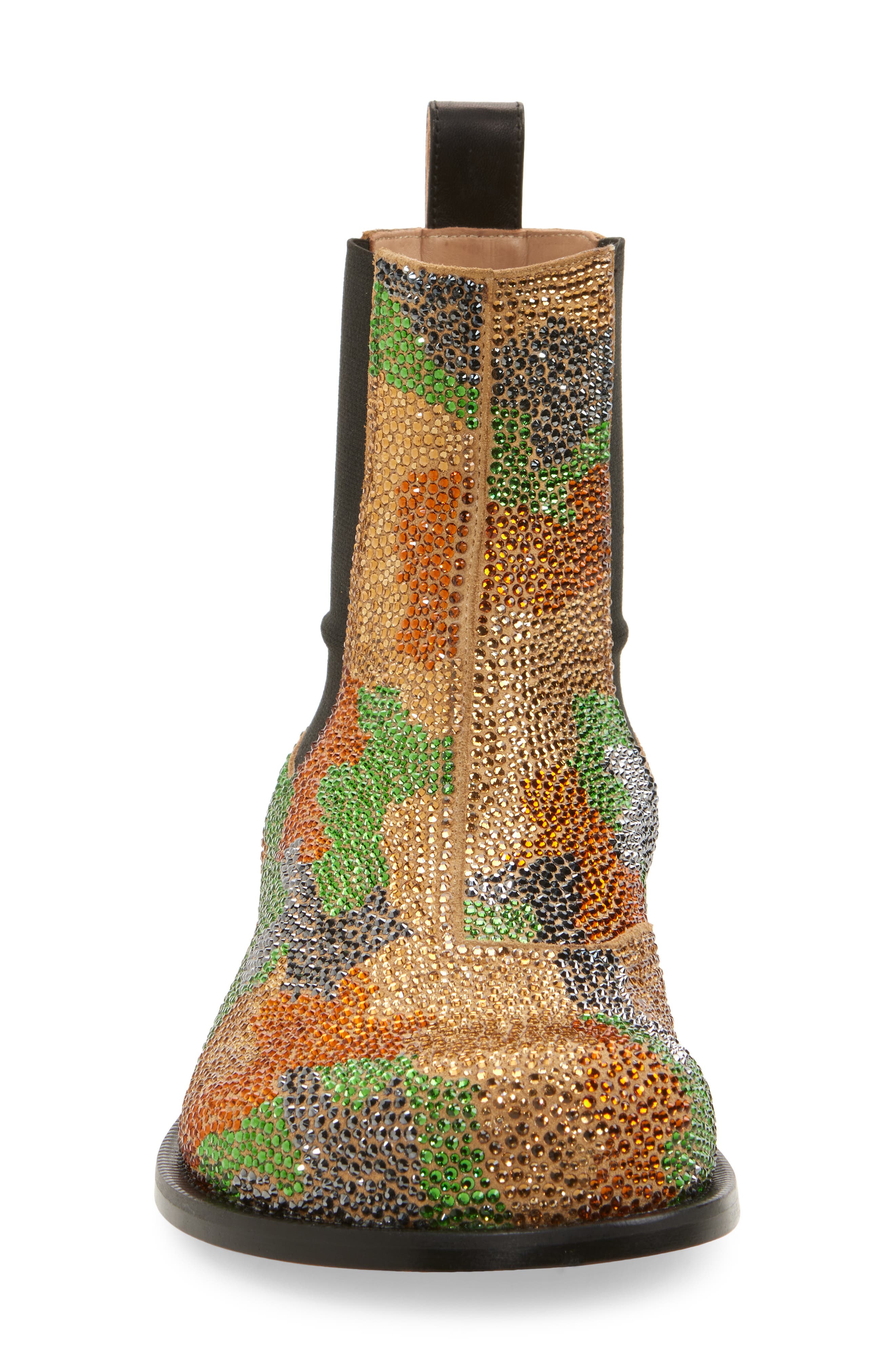 JW Anderson Camo Crystal Studded Chelsea Boot, Alternate, color, Military Green Multi