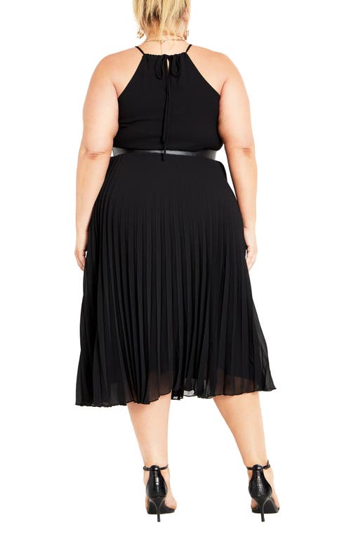 City Chic Sleeveless Pleat Dress In Black