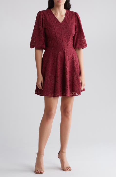 V-Neck Puff Sleeve Minidress (Nordstrom Exclusive)