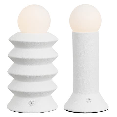 Soren 13" Ceramic/Glass Geometric Integrated LED Table Lamp (Set of 2)