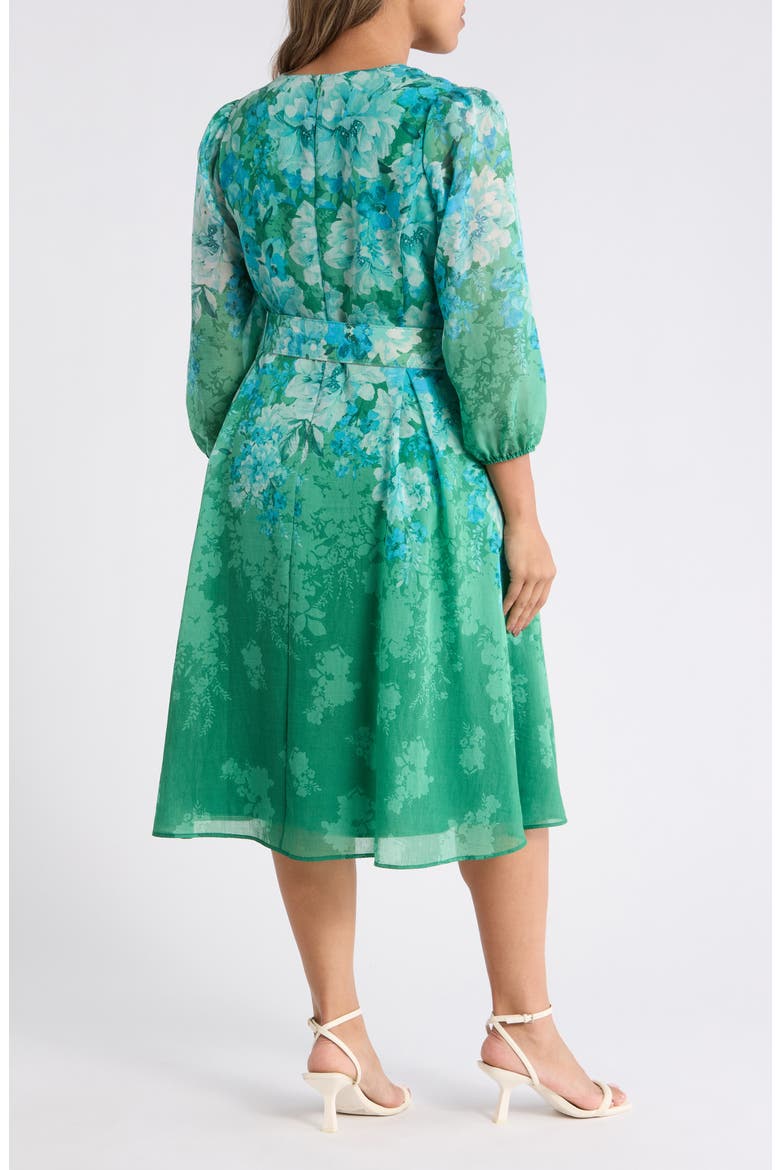 Long Sleeve Printed Midi Dress, Alternate, color, GREEN