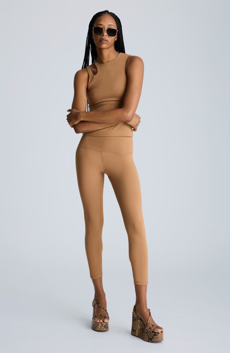 Kenneth Cole High Waist 7/8 Crop Leggings, Alternate, color, Dark Honey