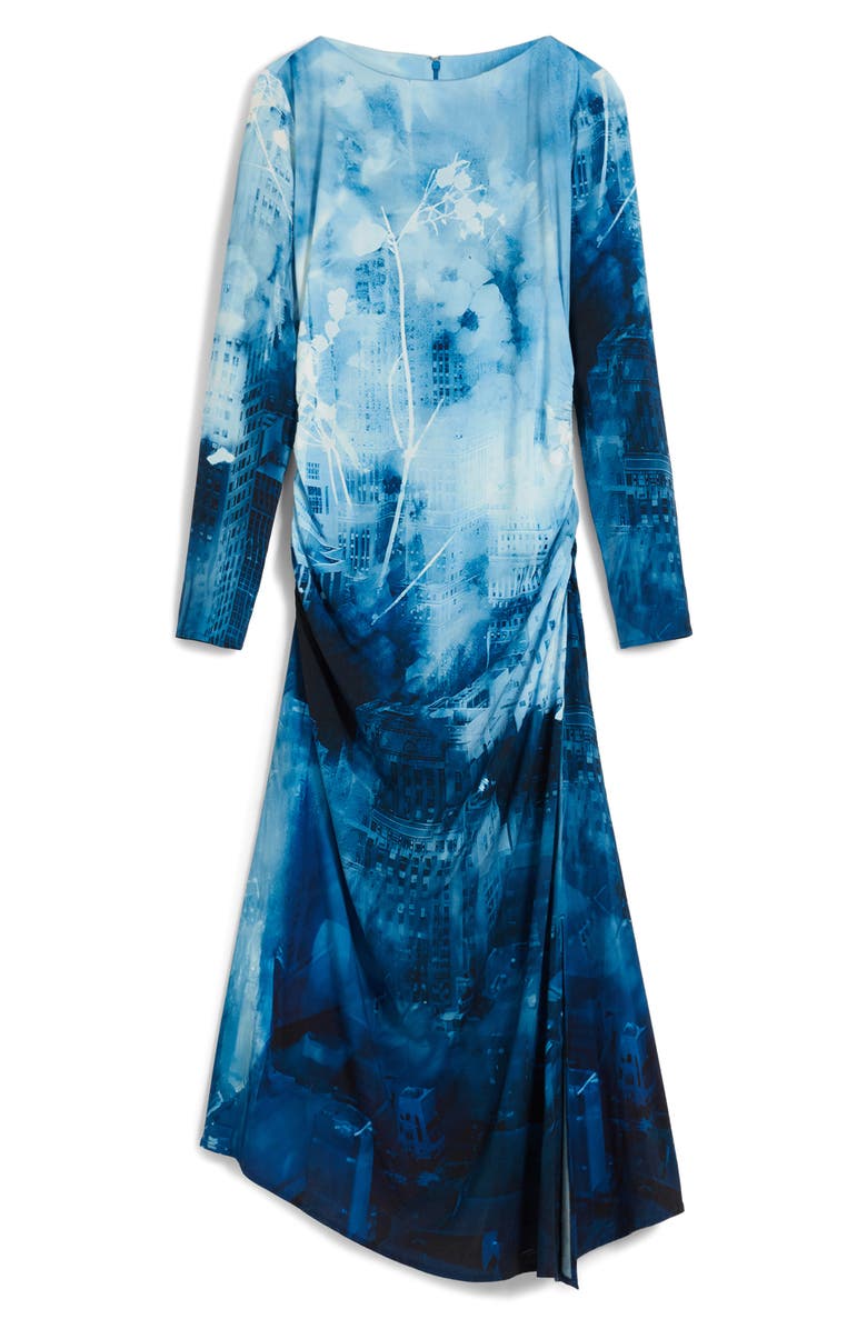 Desigual Print Long Sleeve Maxi Dress, Alternate, color, Blue