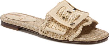 Bambi Raffia Buckle Slide Sandal