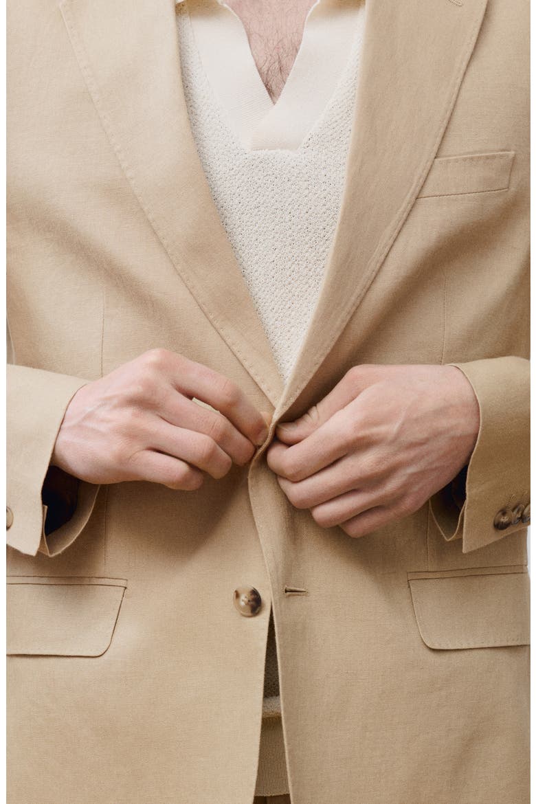 Slim Fit Linen Sport Coat, Alternate, color, BEIGE