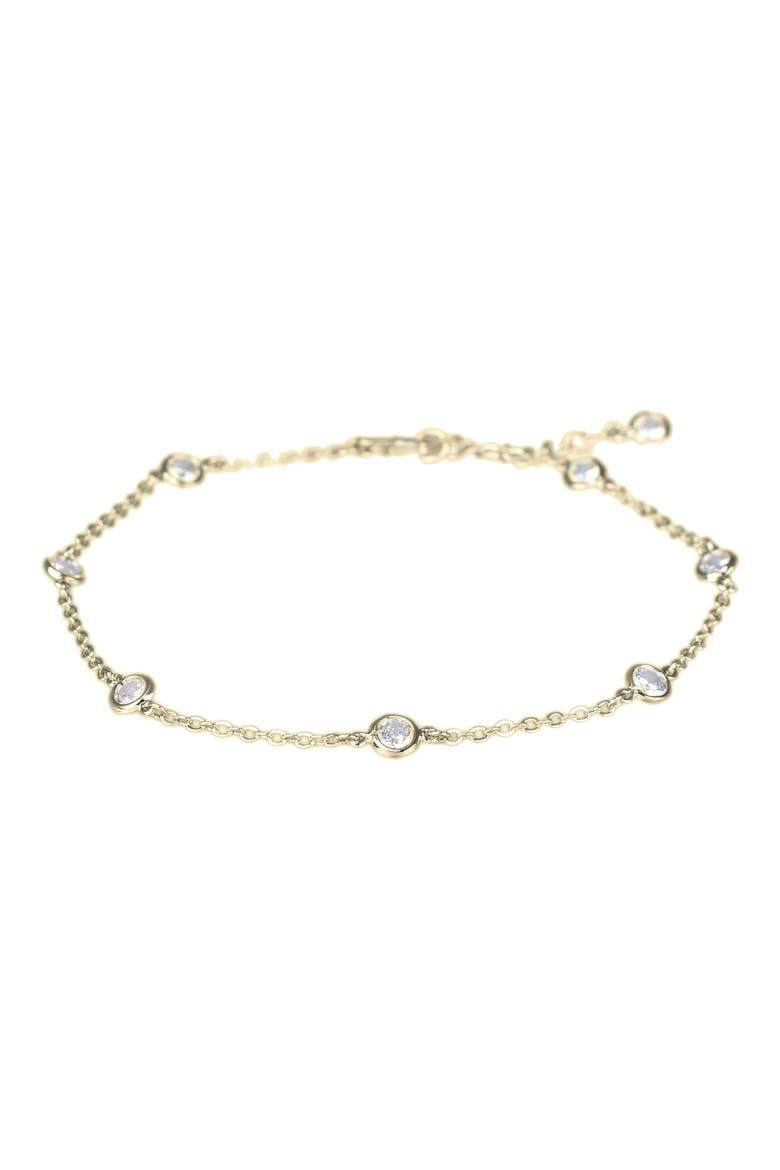 Bezel Cubic Zirconia Station Anklet, Main, color, CLEAR/GOLD