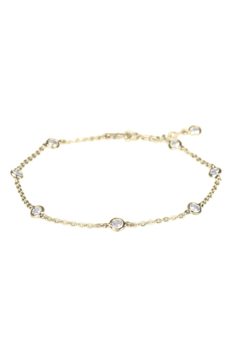 CZ by Kenneth Jay Lane Bezel Cubic Zirconia Station Anklet, Main, color, 