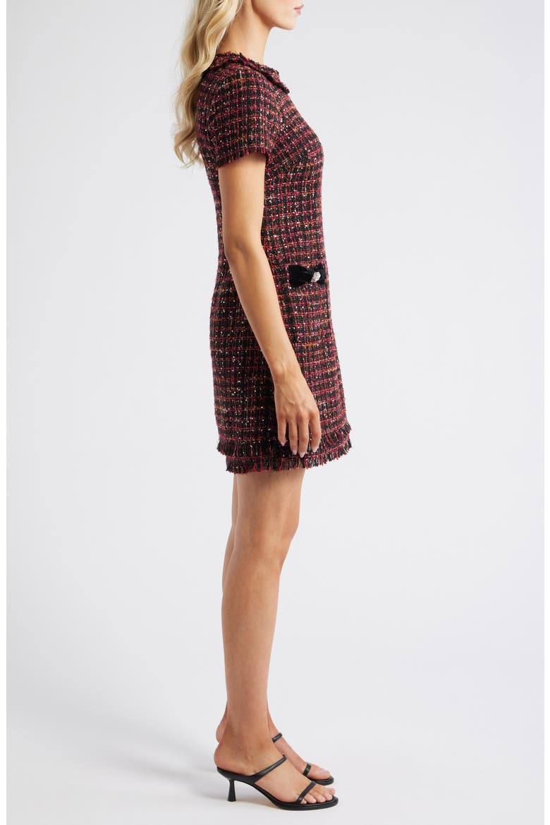 Jewel Neck Tweed Sheath Dress, Alternate, color, WINE BLACK
