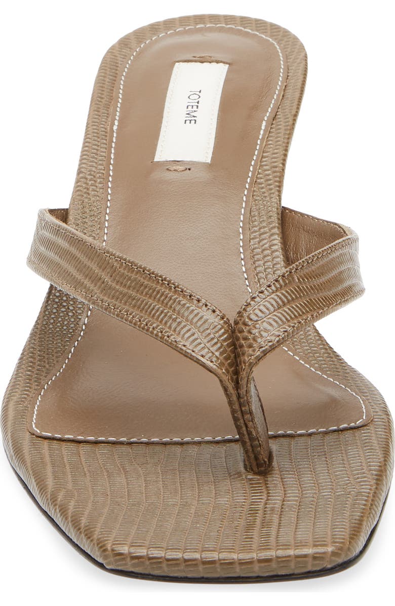 TOTEME Lizard Embossed Kitten Heel Flip Flop, Alternate, color, Dark Olive