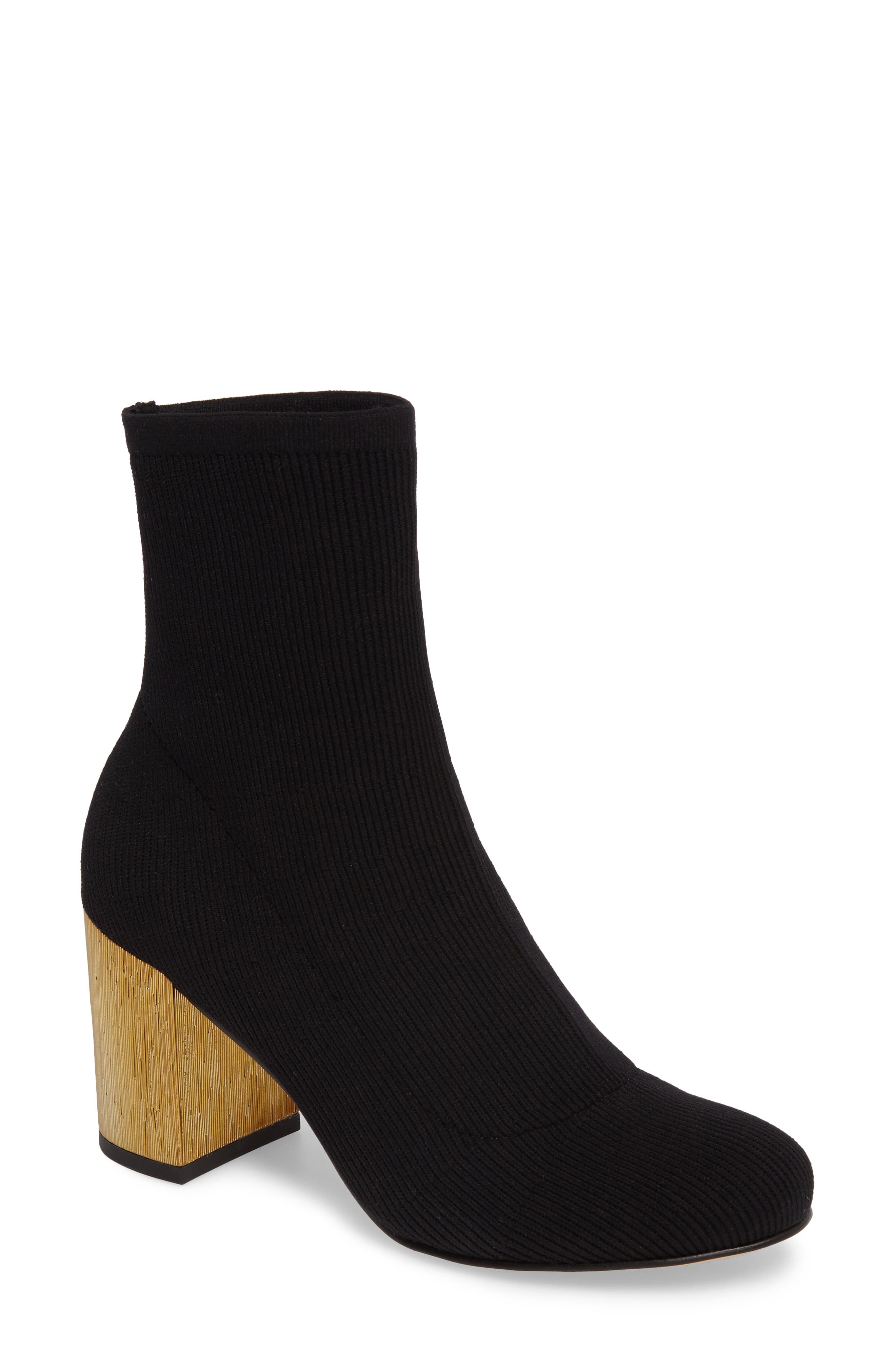 Rosinda Knit Bootie, Main, color, BLACK FABRIC
