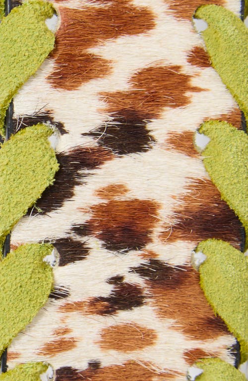 Kurt Geiger London Whipstitch Genuine Calf Hair Belt In Green