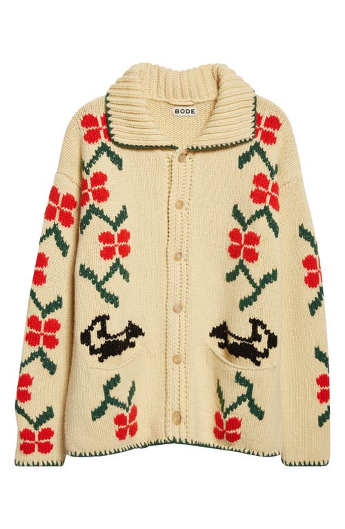 Bode Pirate Ship Virgin Wool Cardigan In Multi
