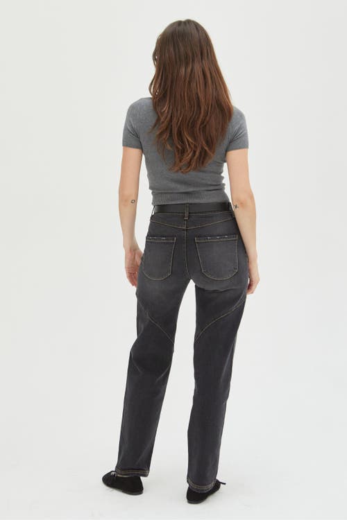 OLIVER LOGAN OLIVER LOGAN MULBERRY JEANS HIGH RISE CURVED SEAMS FADED BLACK 