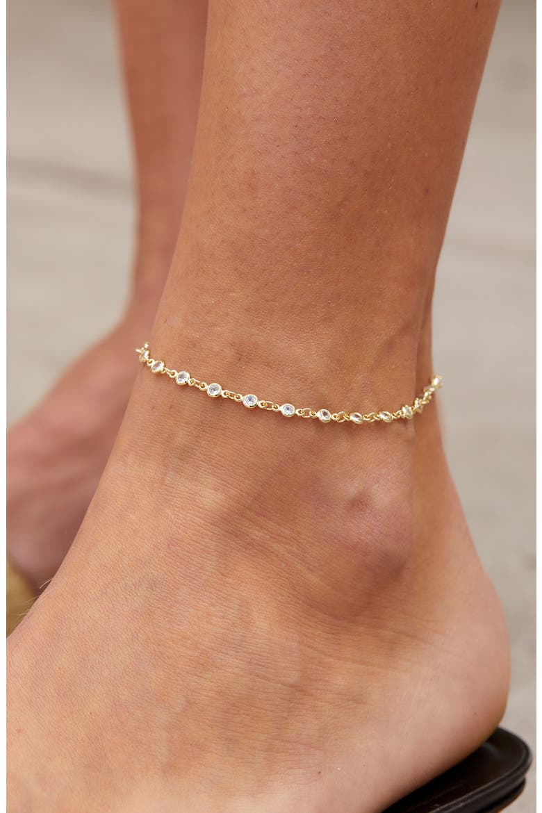 Cubic Zirconia Bezel Anklet, Main, color, YELLOW