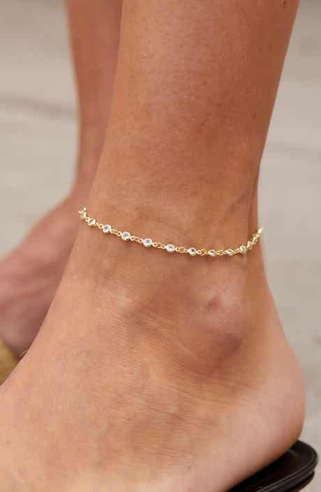 Cubic Zirconia Bezel Anklet