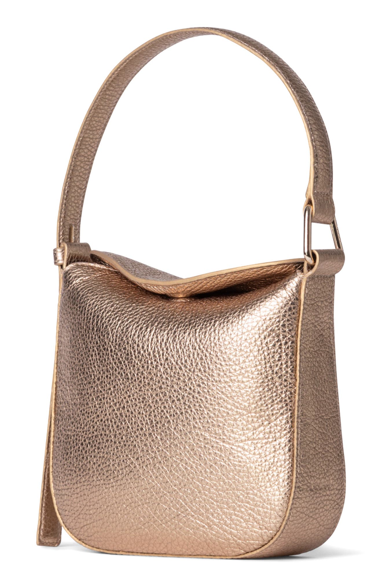 Akris Mini Anna Metallic Leather Hobo Bag, Alternate, color, 
