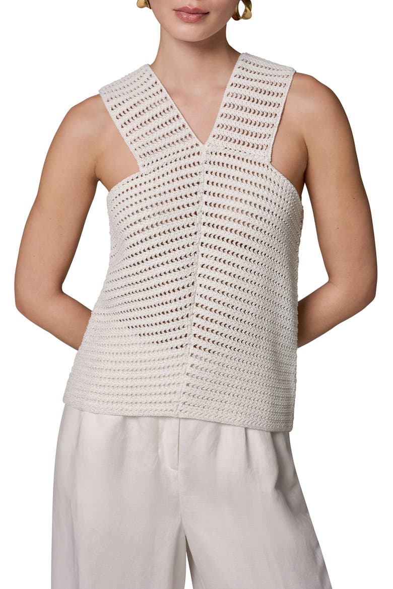 Metallic Open Stitch Sweater Tank, Main, color, CREAM