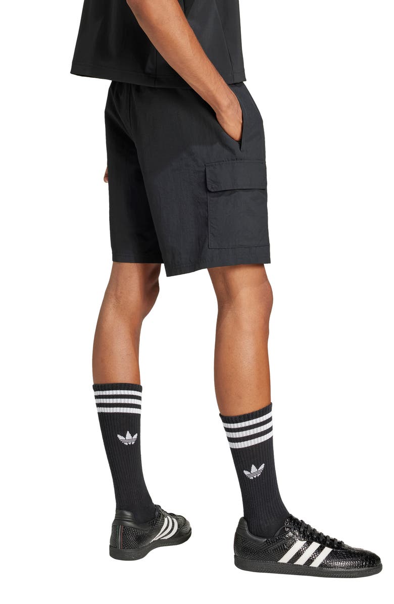 adidas Originals Trefoil Woven Nylon Cargo Shorts, Alternate, color, Black