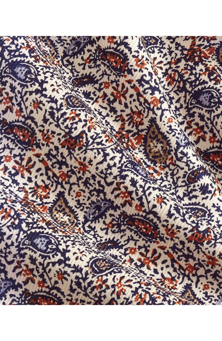 David Donahue Paisley Print Sport Shirt, Alternate, color, Navy/ Pumpkin