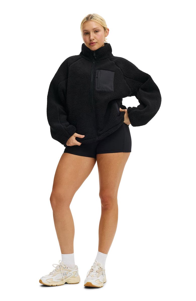 COTTON ON BODY Women's Active Trail Soft Fleece Zip Through, Alternate, color, Black