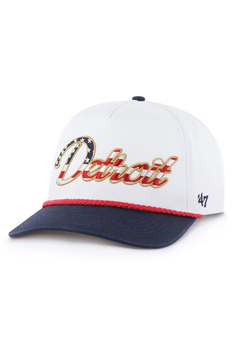 Men's '47 White Detroit Lions Patriotic Overhand Hitch Adjustable Hat, Main, color, White