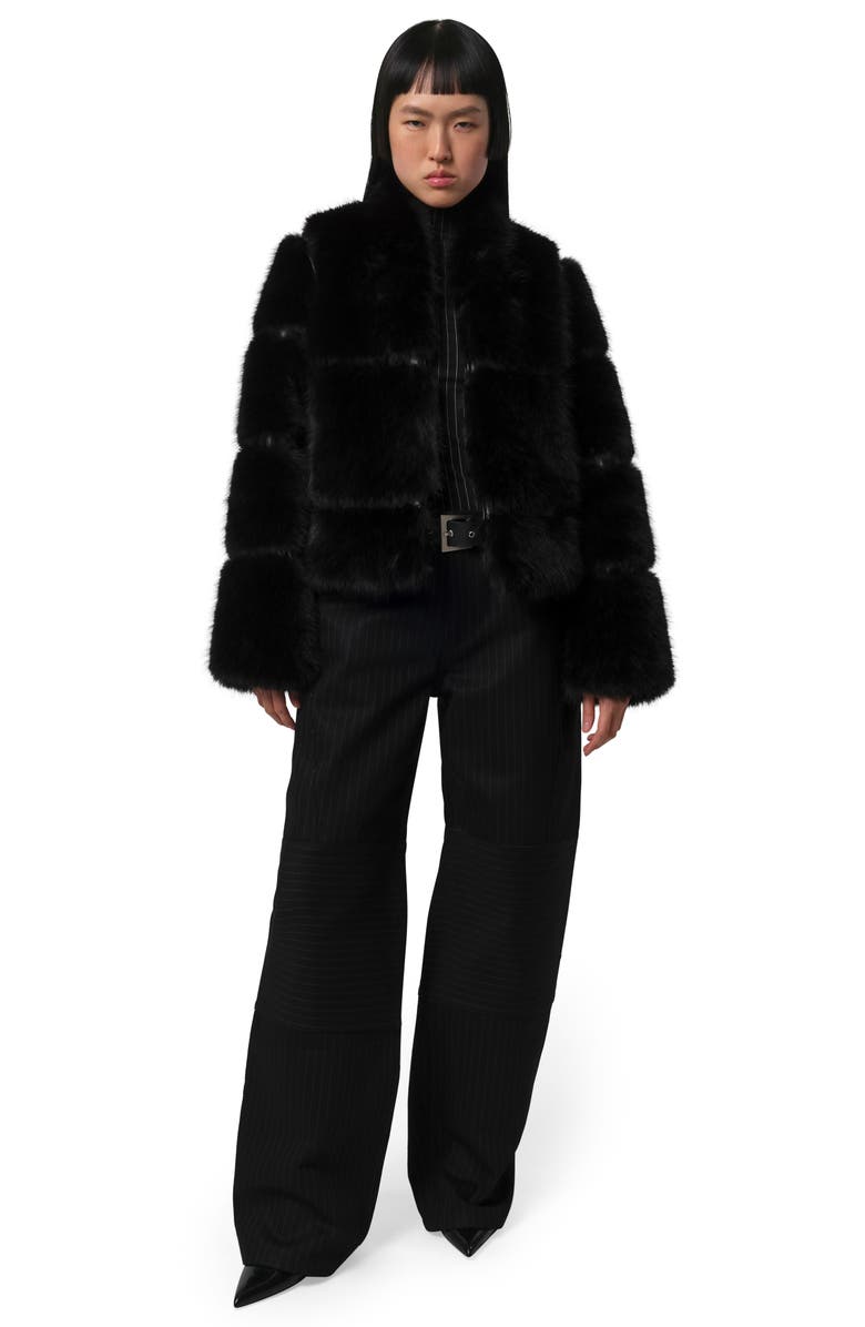 Apparis Sai Faux Fur Coat, Alternate, color, Noir