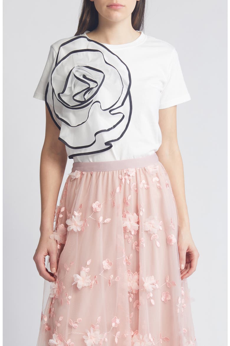 Florence 3D Flower T-Shirt, Main, color, WHITE