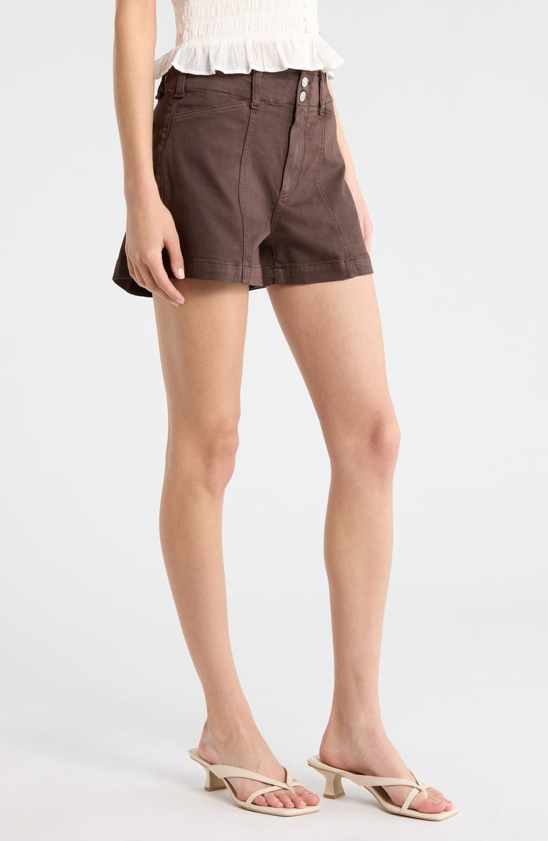 PAIGE Olivia Cargo Denim Shorts, Alternate, color, Rich Chocolate