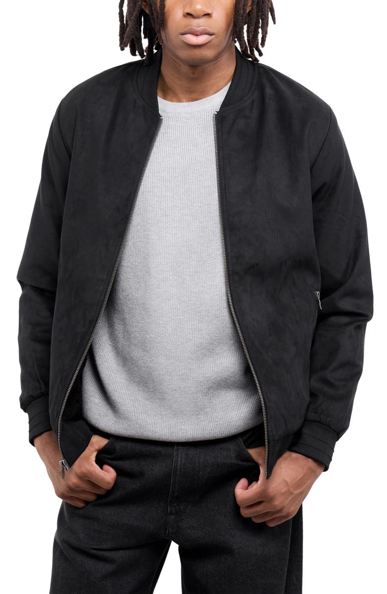 XRAY Faux Fur Lined Faux Suede Jacket, Main, color, Black